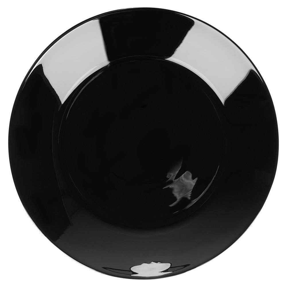 Black Glass Dinner Plates, 25.5 cm, Set of 6