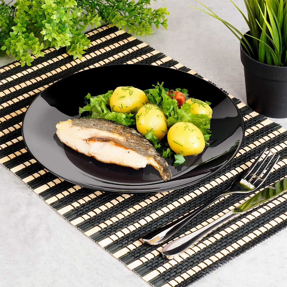 Black Glass Dinner Plates, 25.5 cm, Set of 6
