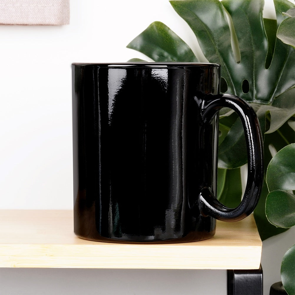 Black Glass Mugs, 300 ml, Set of 6