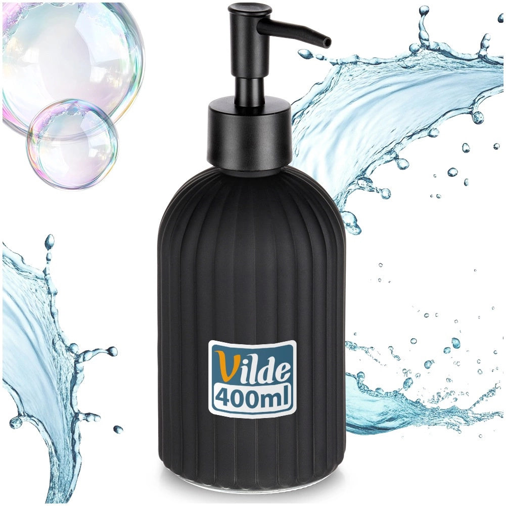 Black Glass Soap Dispenser, 400 ml Capacity