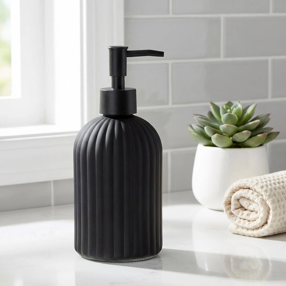 Black Glass Soap Dispenser, 400 ml Capacity