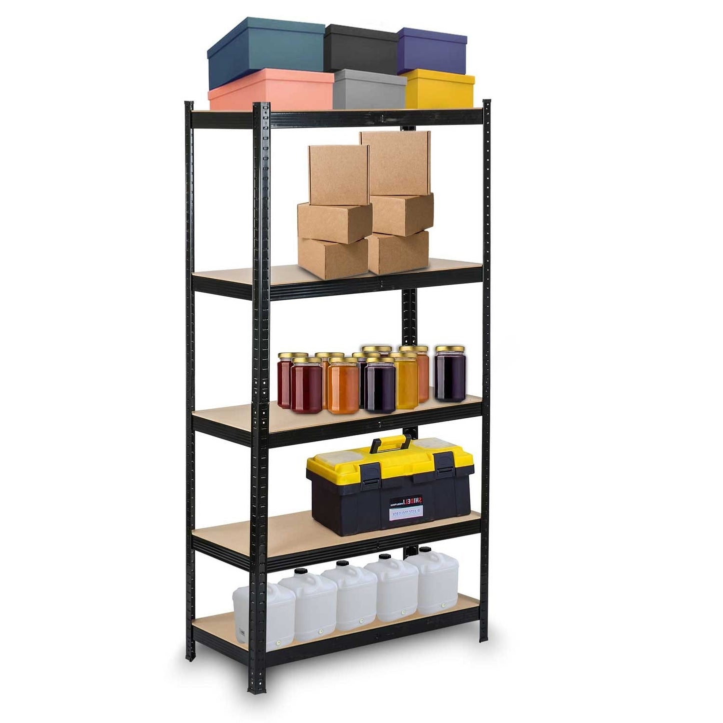 Black Humberg HR-813 Metal Shelf for Storage 180 x 90 x 40 cm