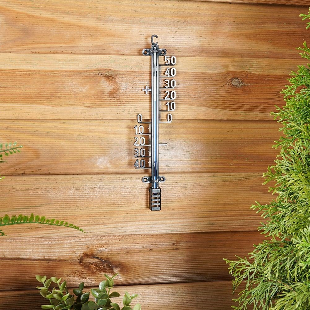 Black Indoor and Outdoor Thermometer with Clear Scale