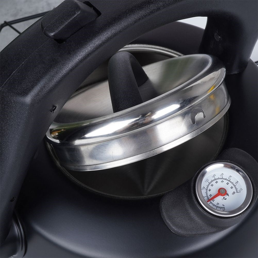 Black Kettle with Automatic Whistle and Thermometer
