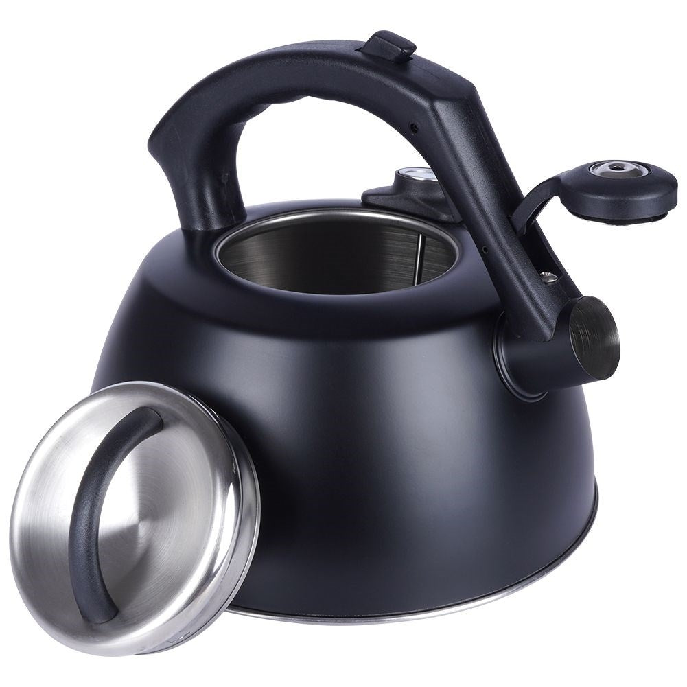 Black Kettle with Automatic Whistle and Thermometer