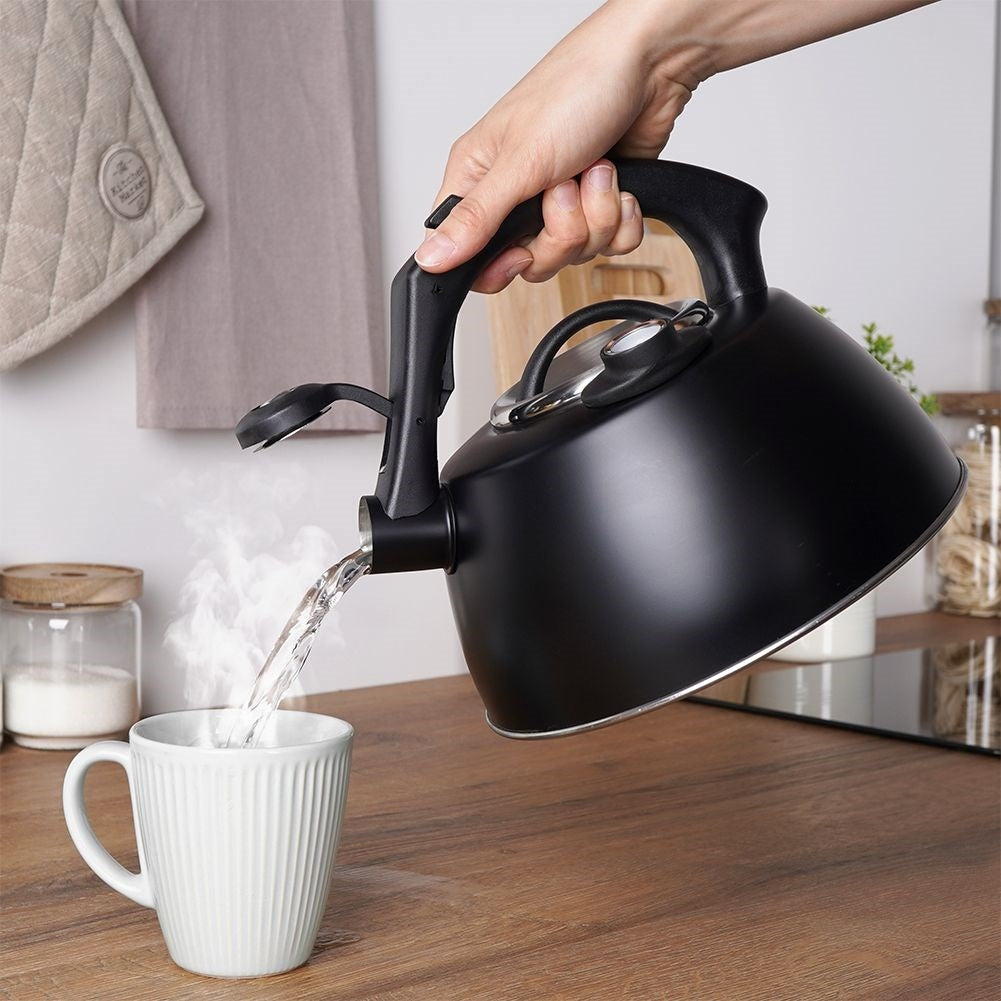 Black Kettle with Automatic Whistle and Thermometer