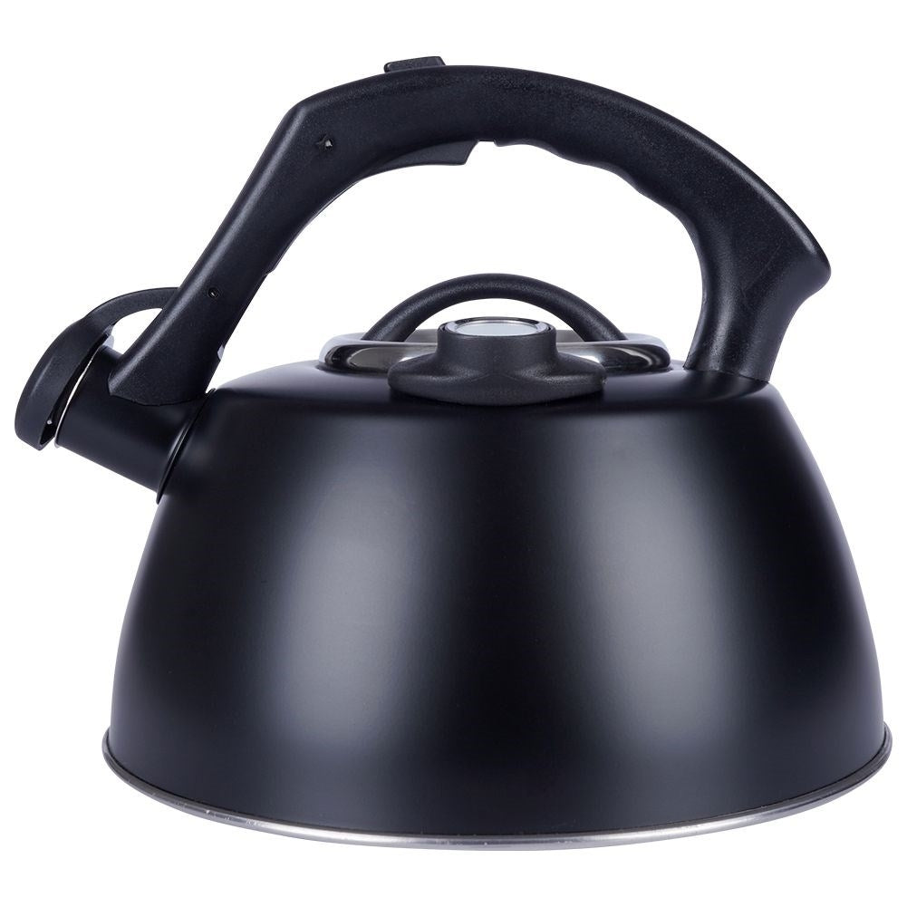 Black Kettle with Automatic Whistle and Thermometer