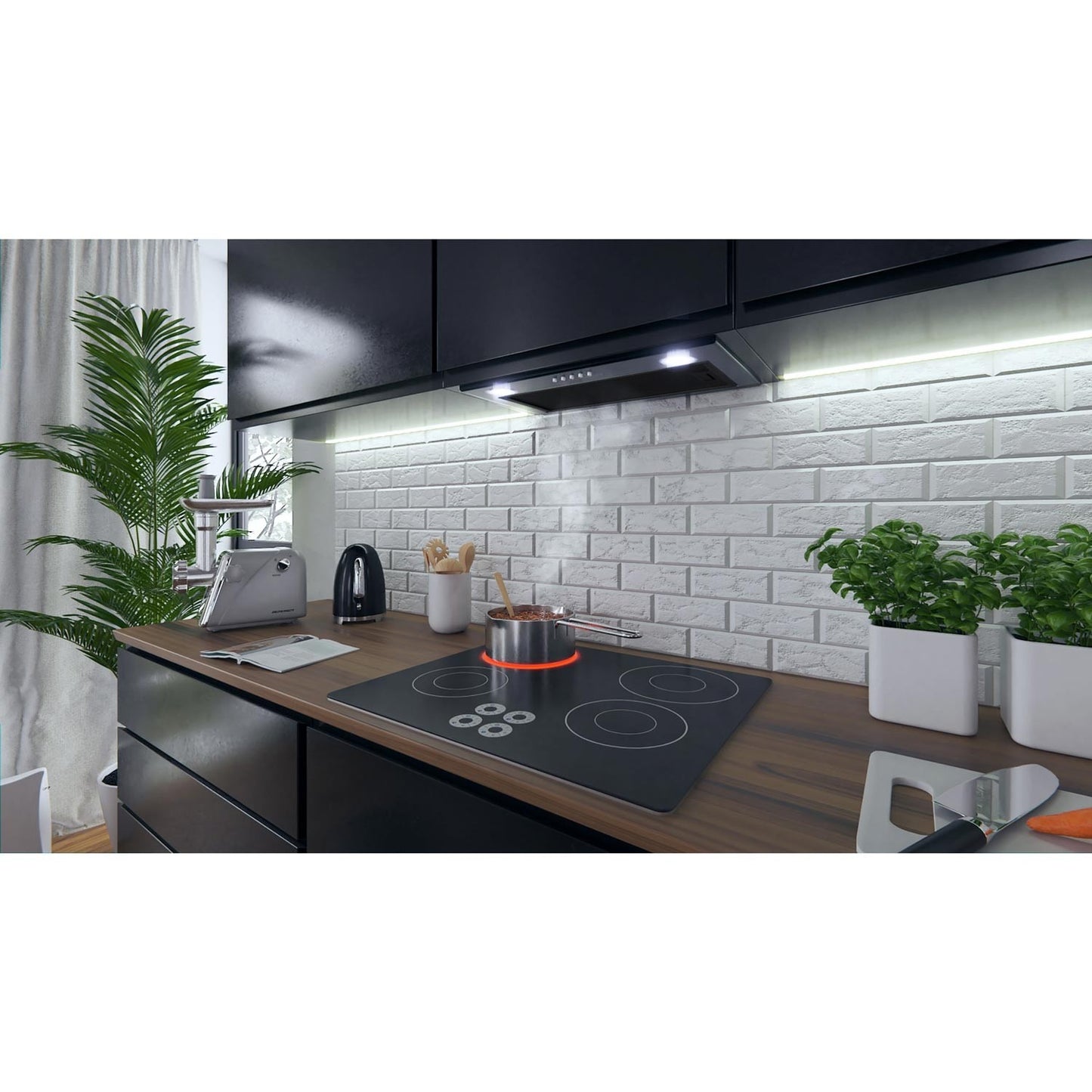 Black Kitchen hood for base cabinet 52 cm BE-50