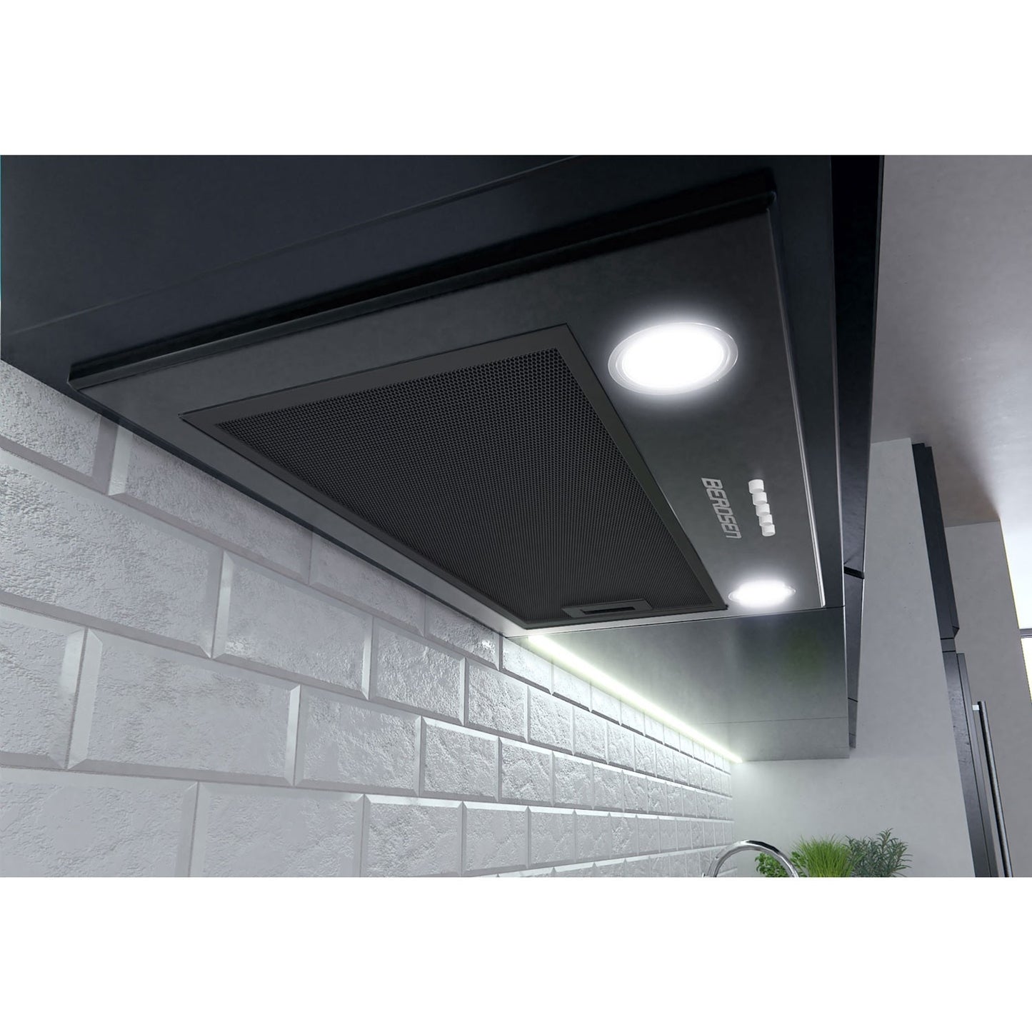 Black Kitchen hood for base cabinet 52 cm BE-50