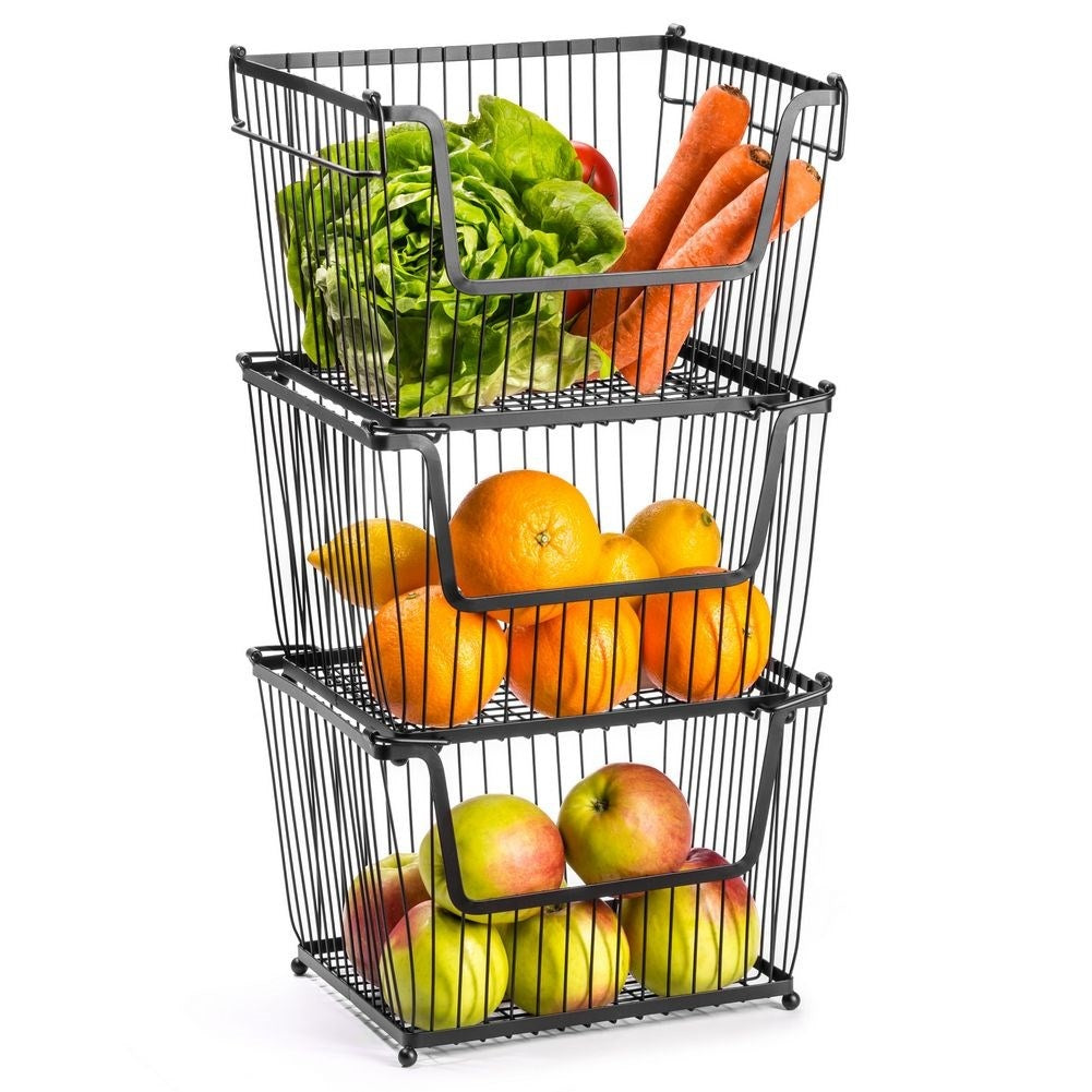 Black Metal Basket: Store Fruits and Vegetables Practically