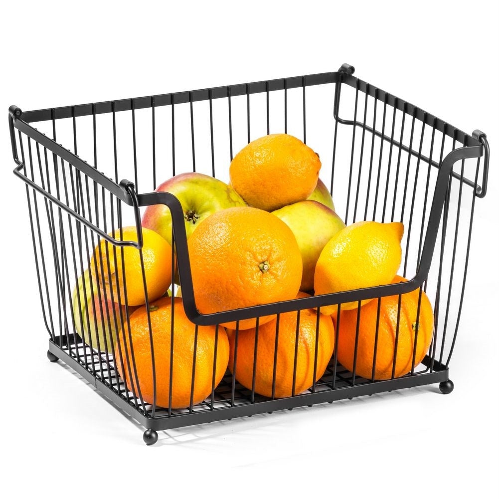 Black Metal Basket: Store Fruits and Vegetables Practically