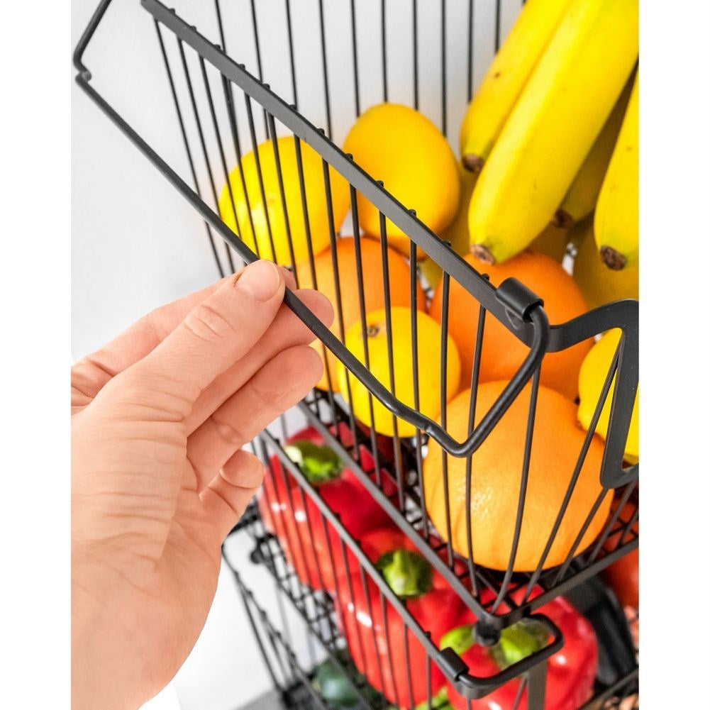 Black Metal Basket: Store Fruits and Vegetables Practically