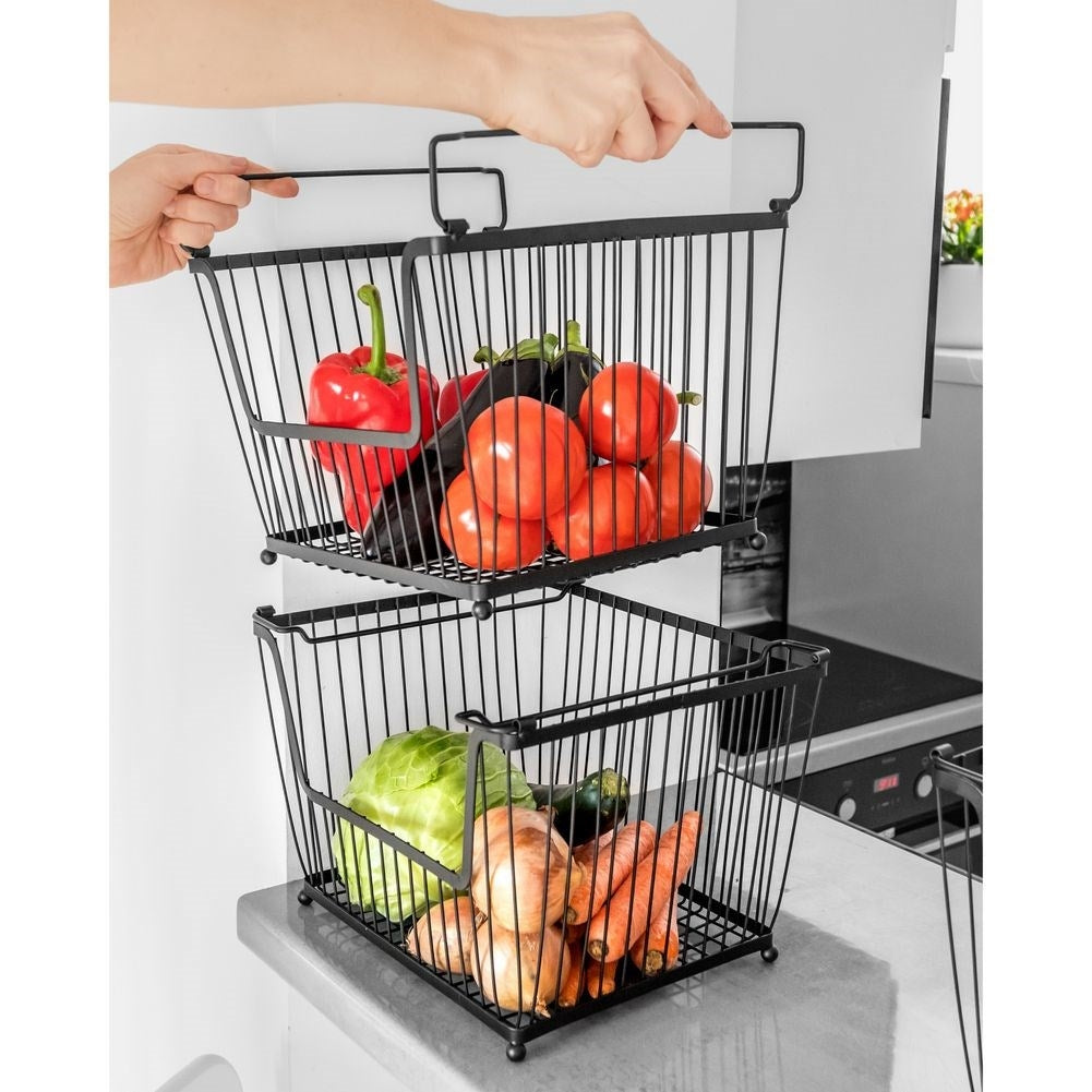 Black Metal Basket: Store Fruits and Vegetables Practically