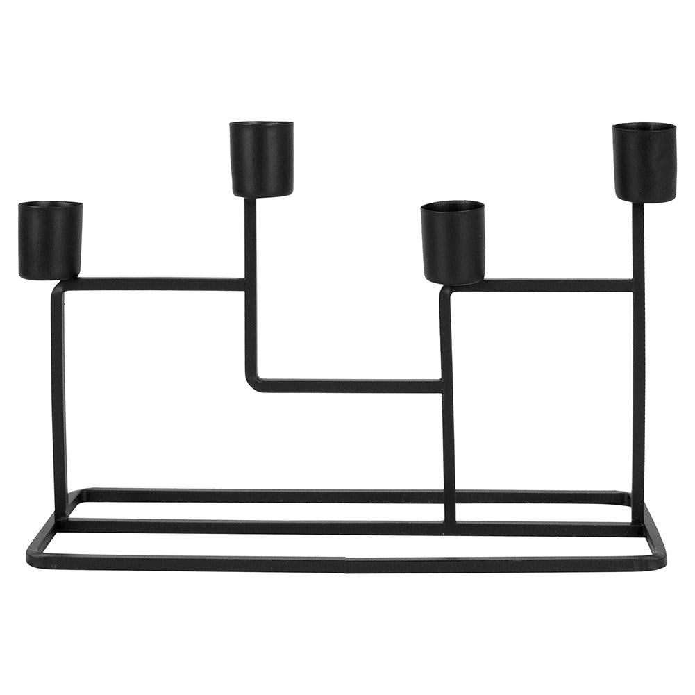 Black Metal Candle Holder for 4 Long Candles - Industrial Style