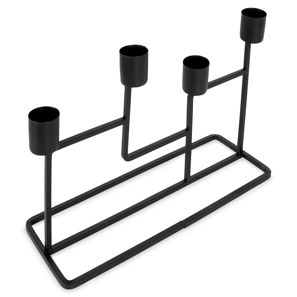 Black Metal Candle Holder for 4 Long Candles - Industrial Style