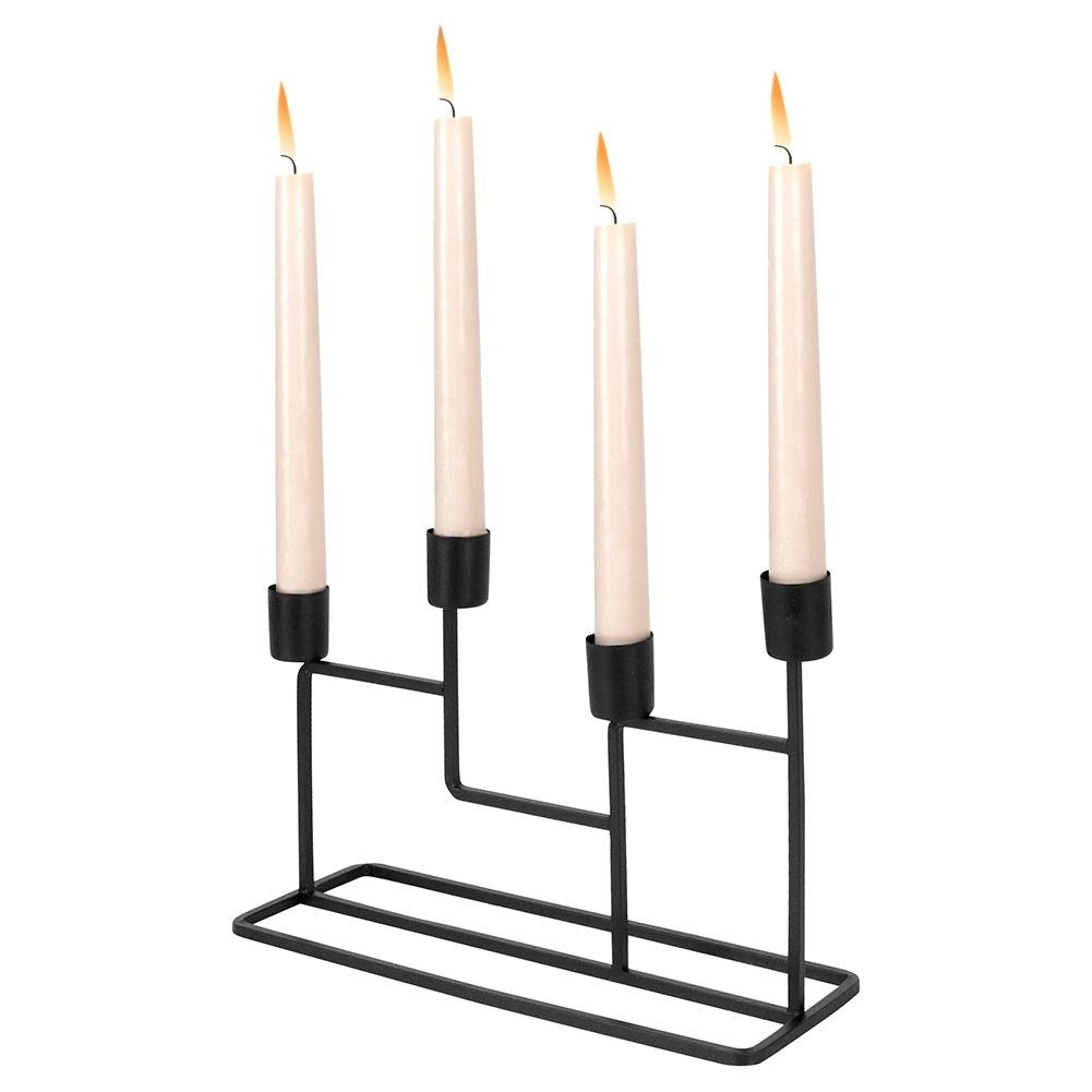 Black Metal Candle Holder for 4 Long Candles - Industrial Style