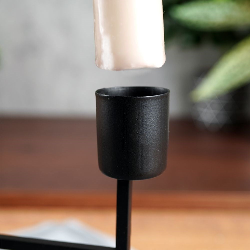 Black Metal Candle Holder for 4 Long Candles - Industrial Style