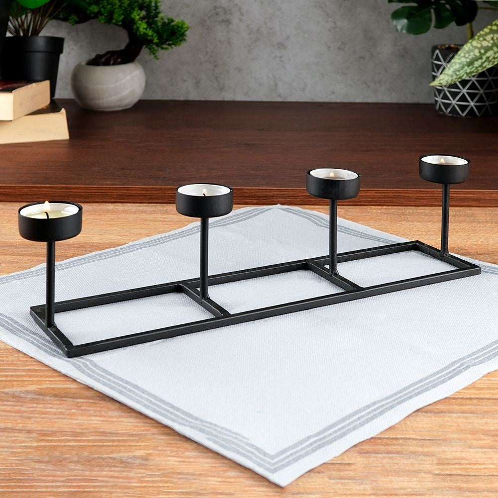 Black Metal Candlestick for Four Tealights