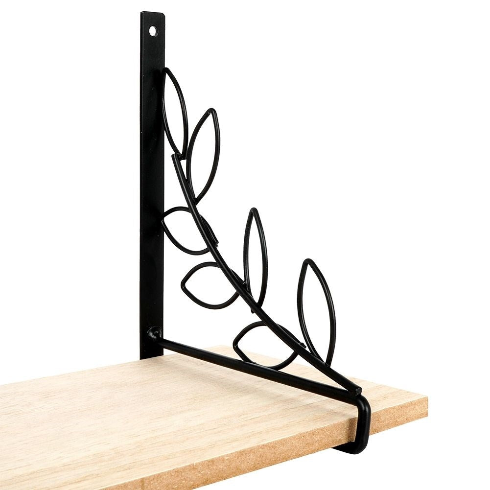 Black Metal Hanging Shelf with Leaf Pattern