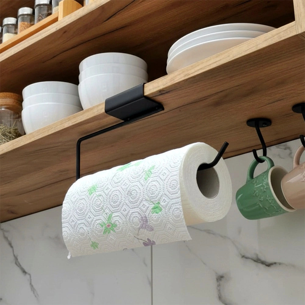Black Metal Paper Towel Holder, 30x4.5x13 cm