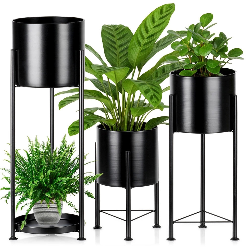 Black Metal Plant Stands Set of 3 – Modern Design