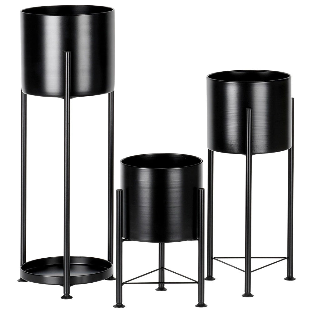 Black Metal Plant Stands Set of 3 – Modern Design