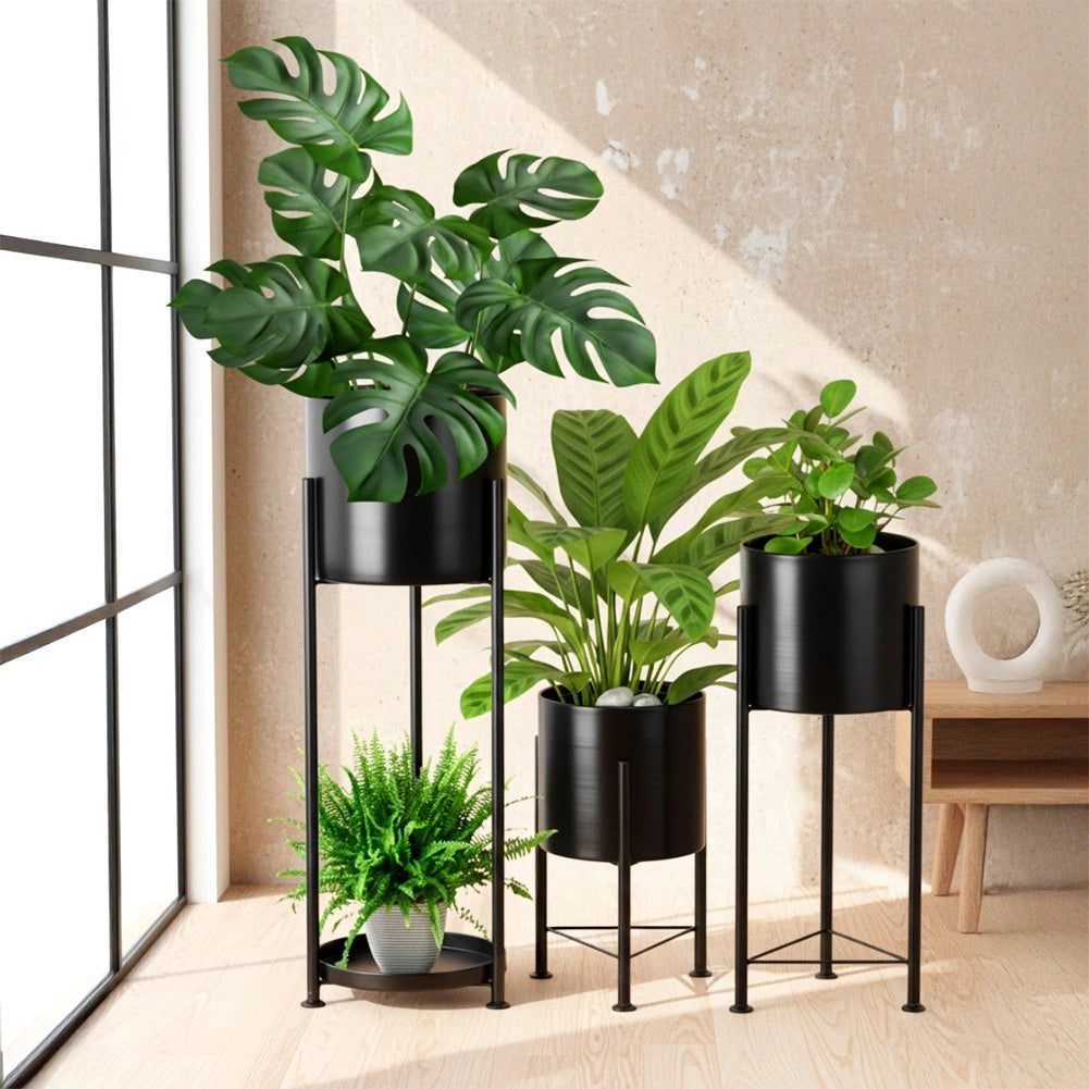 Black Metal Plant Stands Set of 3 – Modern Design