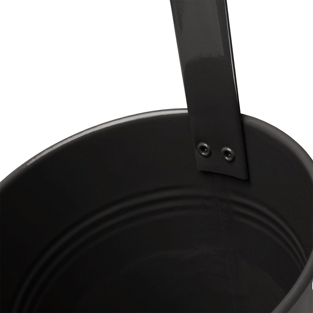 Black Metal Pot with Handle for Balcony and Terrace