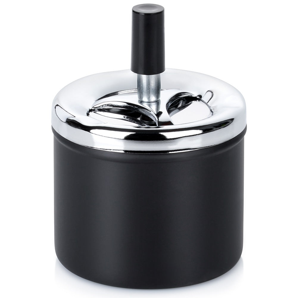 Black Metal Rotating Ashtray, 9.5x13 cm