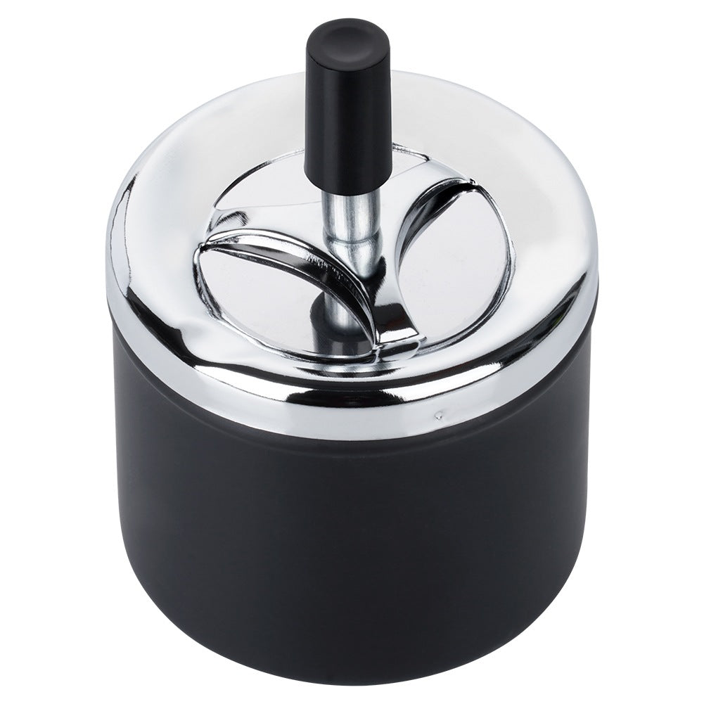 Black Metal Rotating Ashtray, 9.5x13 cm
