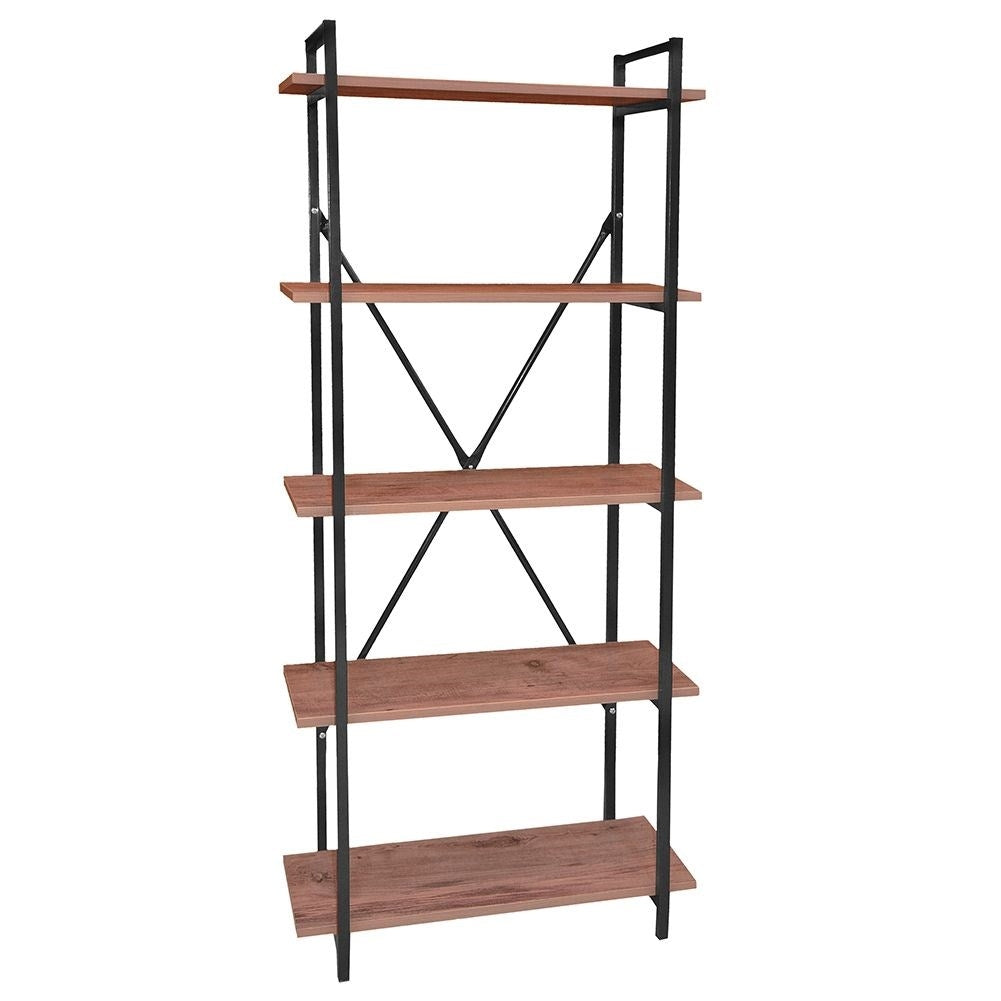 Black Metal Shelf with Five MDF Shelves for Storage