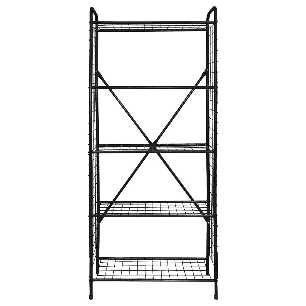 Black Metal Shelf with Five Shelves for Versatile Storage