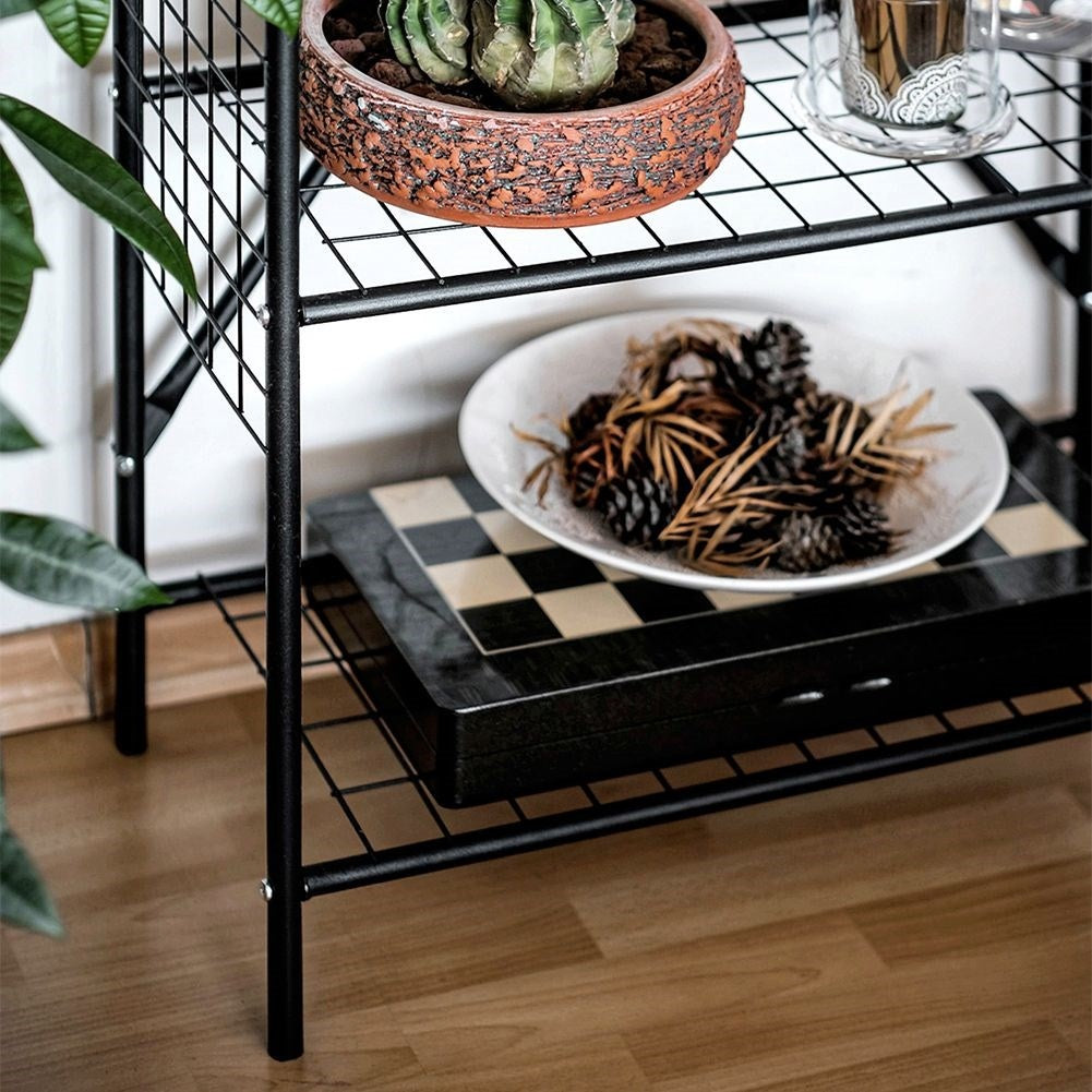 Black Metal Shelf with Five Shelves for Versatile Storage