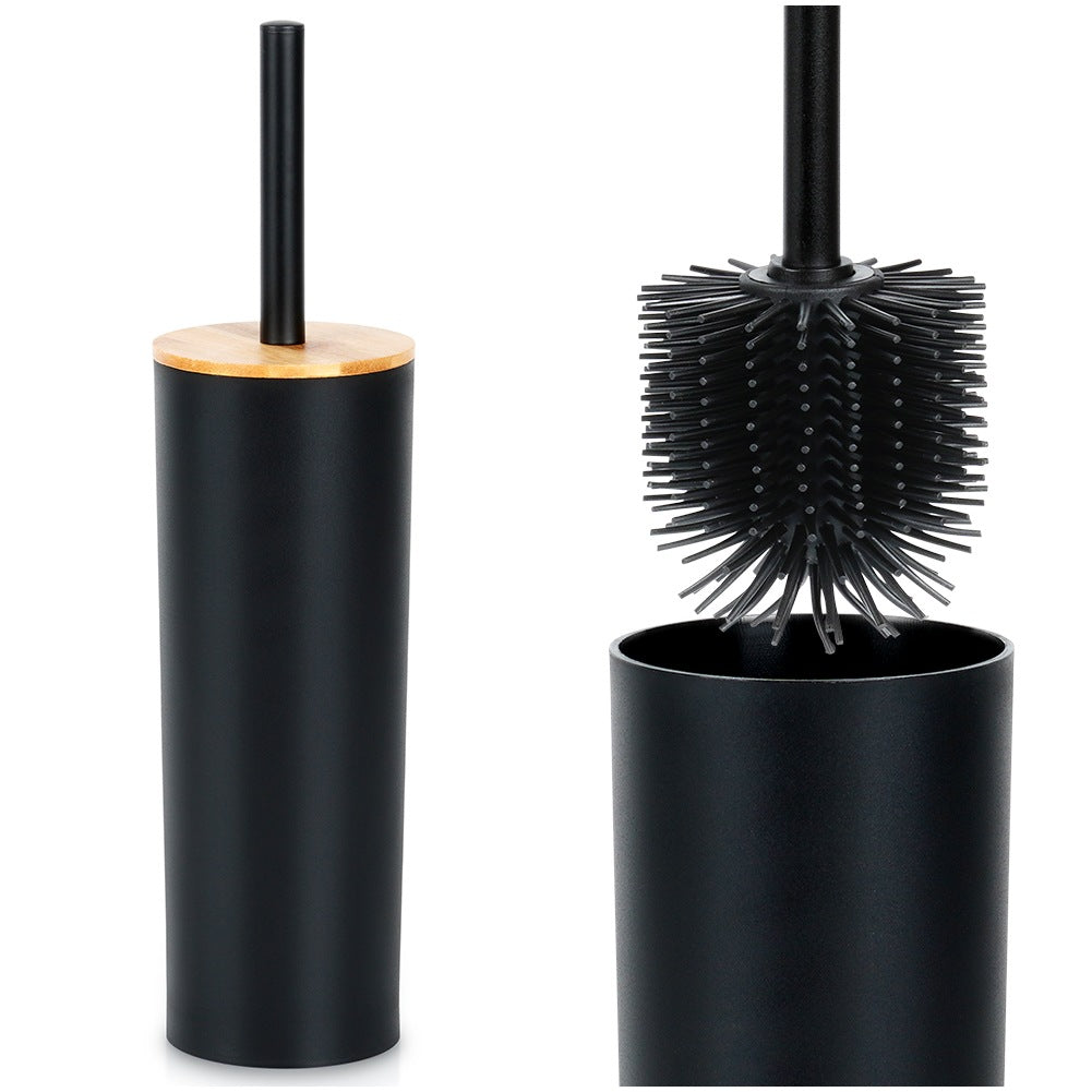Black Metal Toilet Brush with Stand, 36.5 cm