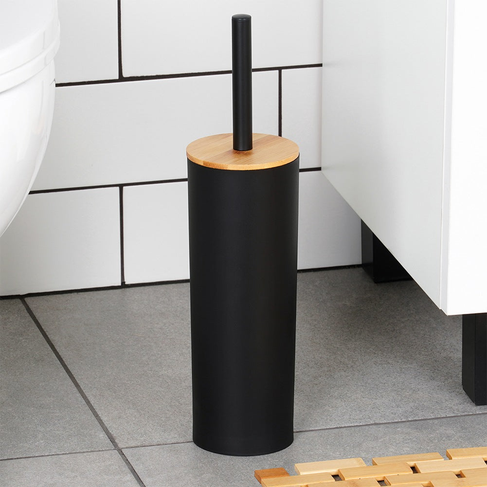 Black Metal Toilet Brush with Stand, 36.5 cm