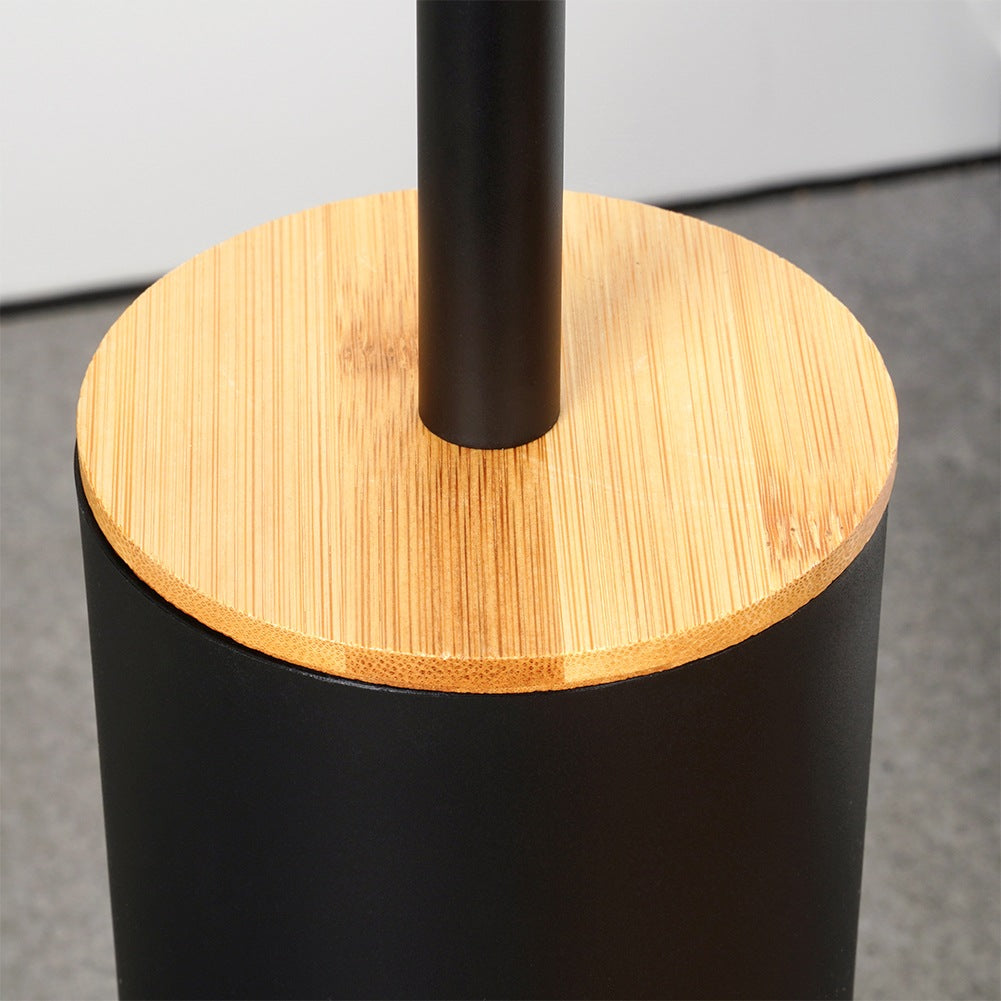 Black Metal Toilet Brush with Stand, 36.5 cm