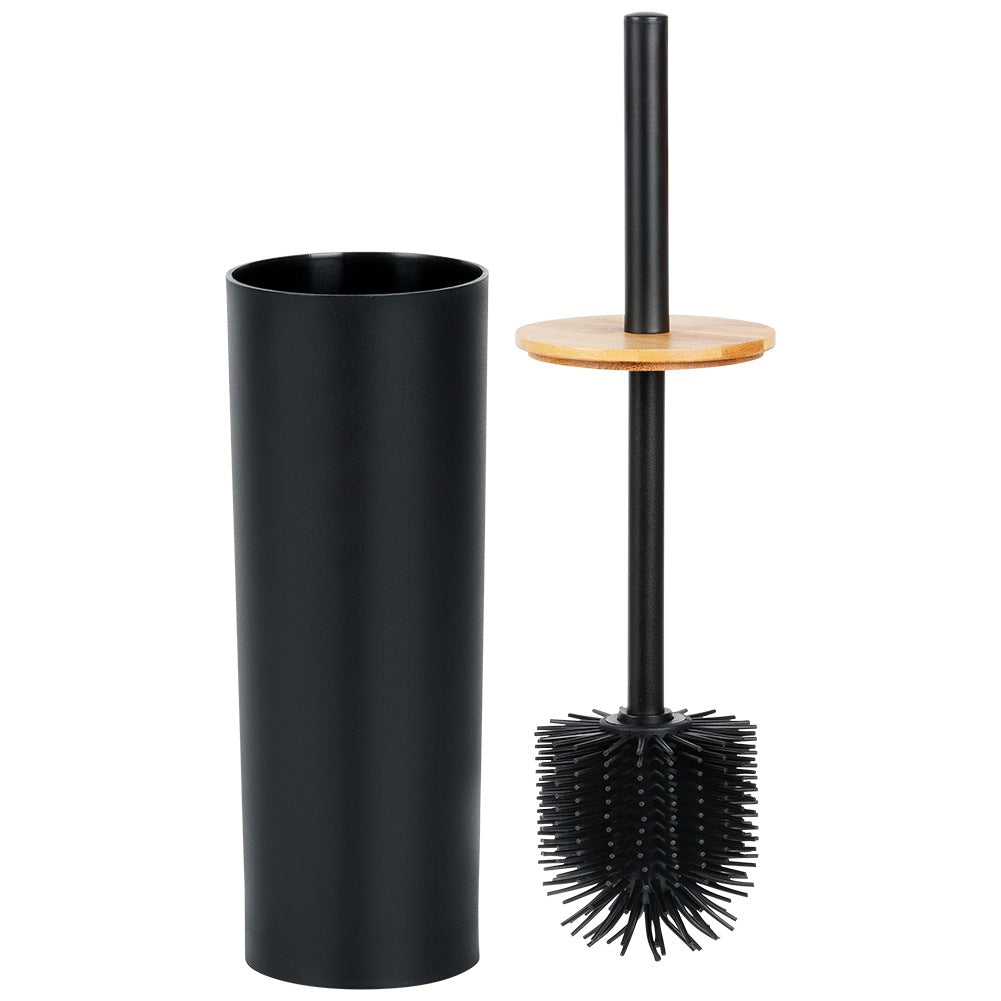 Black Metal Toilet Brush with Stand, 36.5 cm