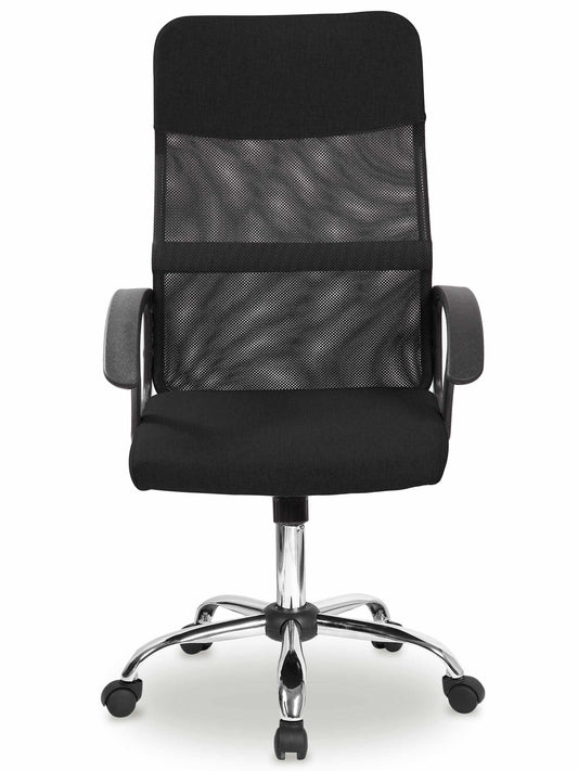 Black Office Chair with Mesh Backrest and Tilt Mechanism