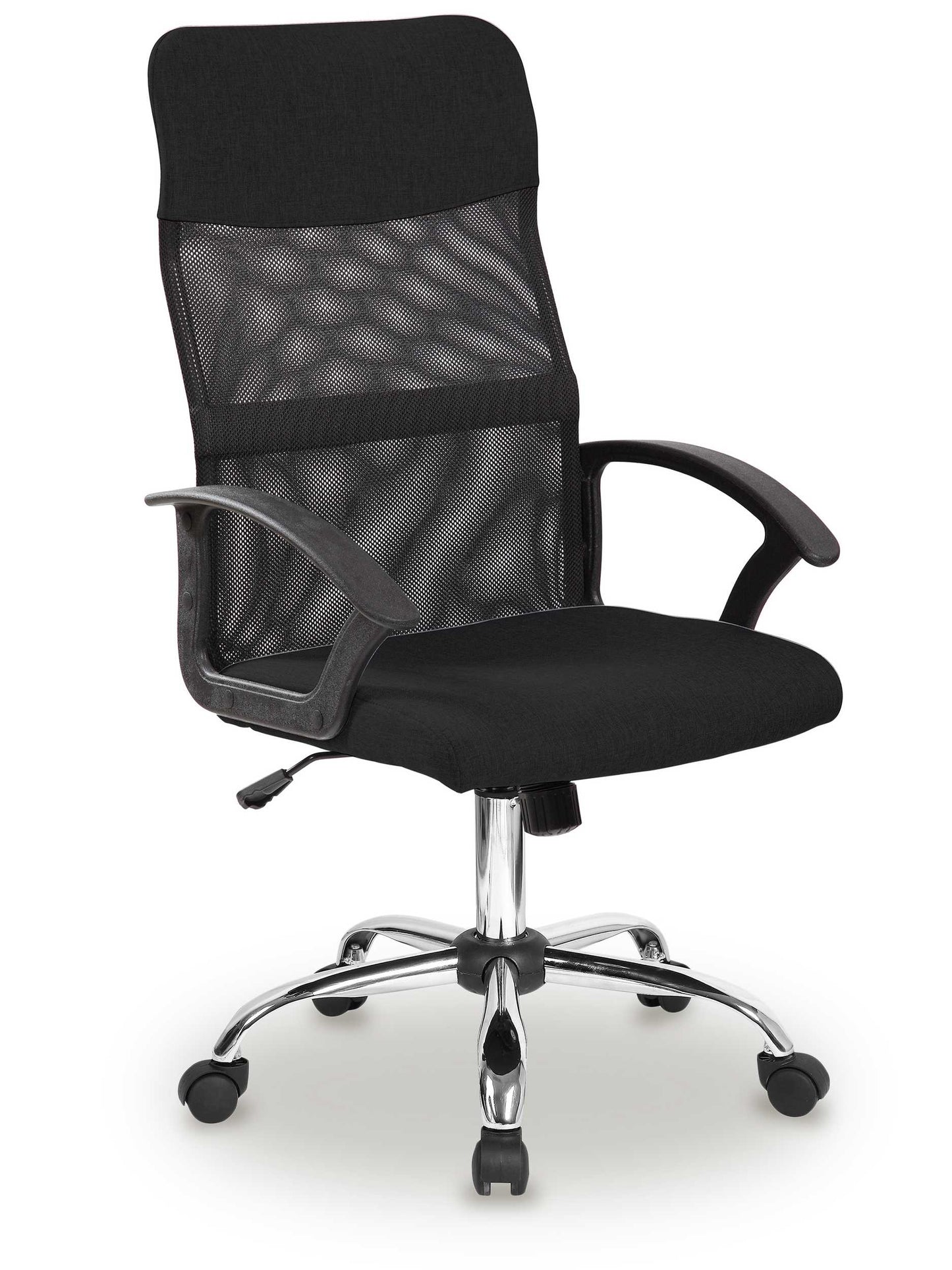 Black Office Chair with Mesh Backrest and Tilt Mechanism