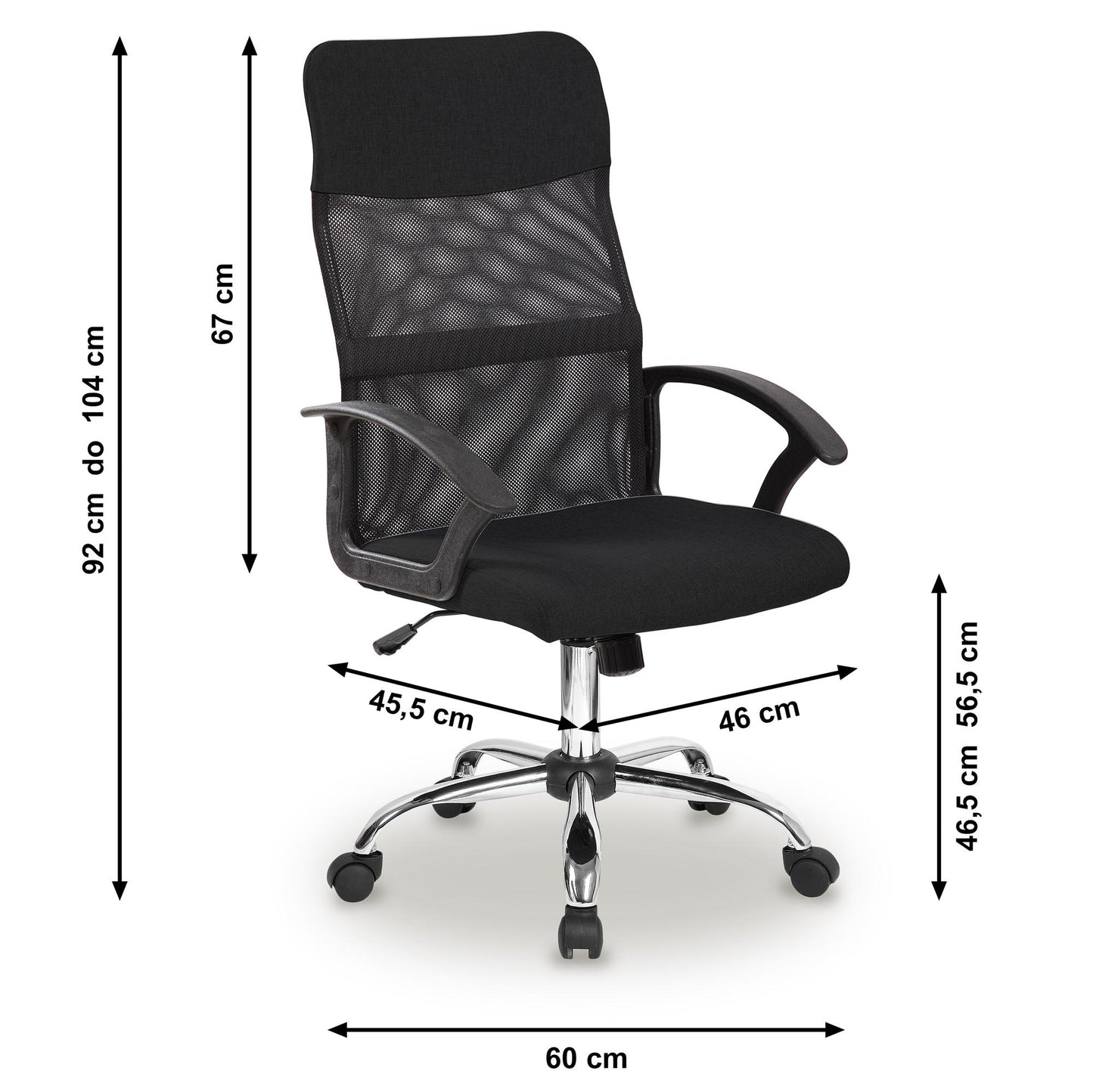 Black Office Chair with Mesh Backrest and Tilt Mechanism
