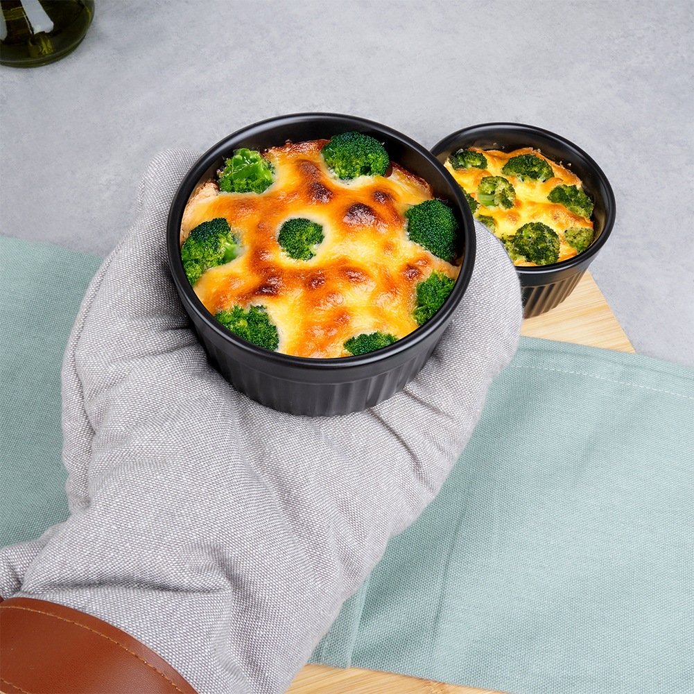 Black Porcelain Baking Bowls, 260 ml, Set of 2
