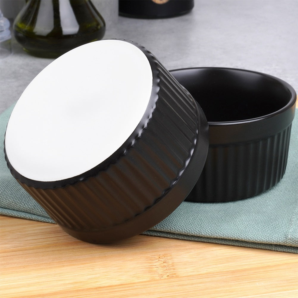 Black Porcelain Baking Bowls, 260 ml, Set of 2