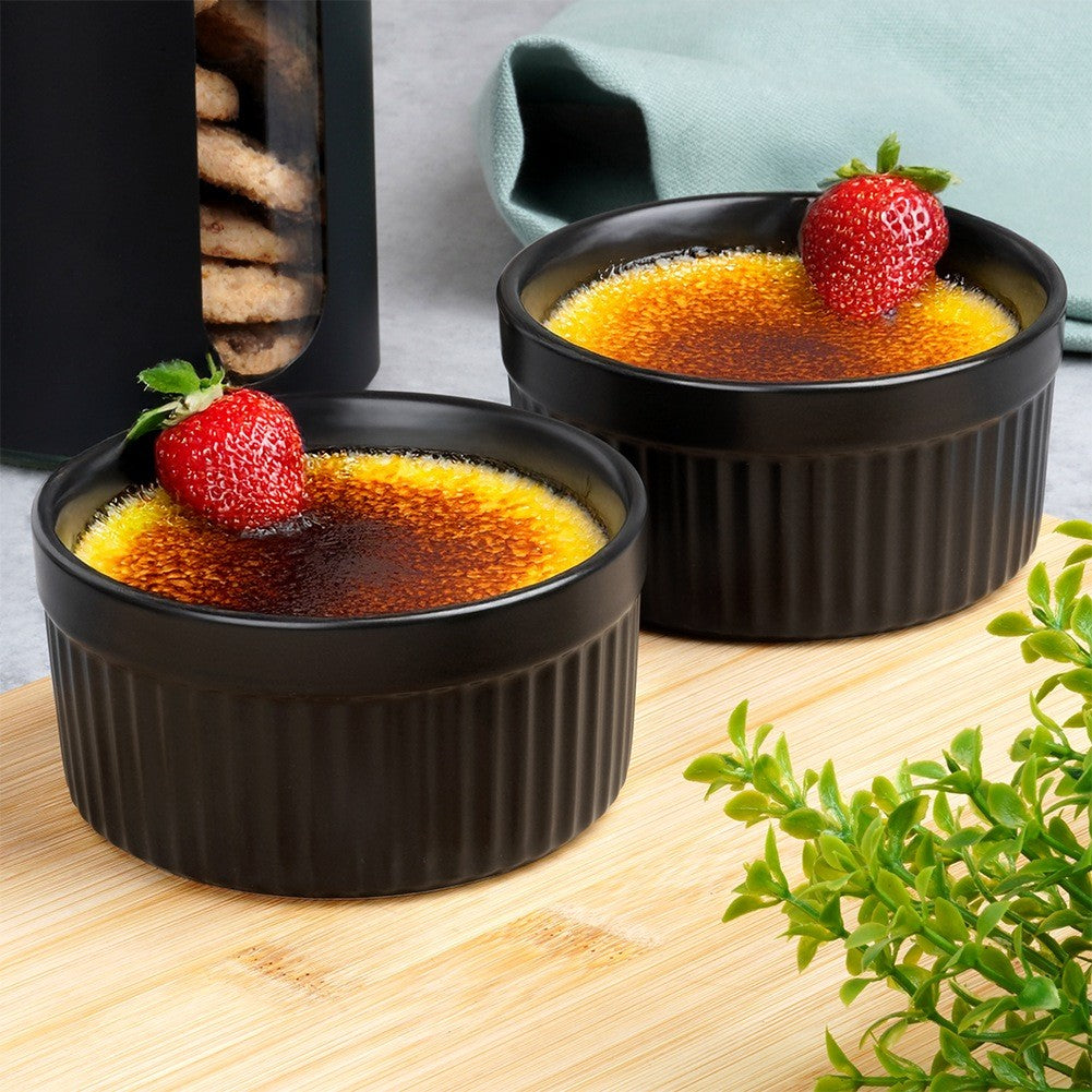 Black Porcelain Baking Bowls, 260 ml, Set of 2