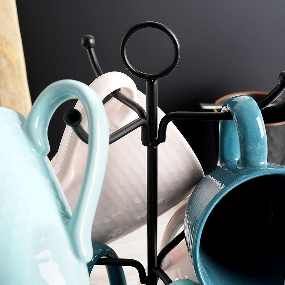 Black Rack for Mugs and Cups in Lacquered Metal