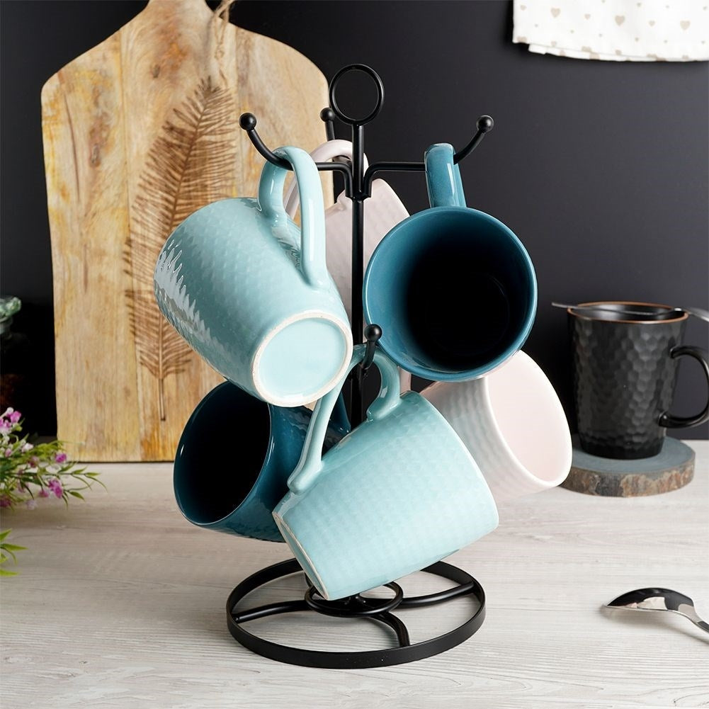 Black Rack for Mugs and Cups in Lacquered Metal