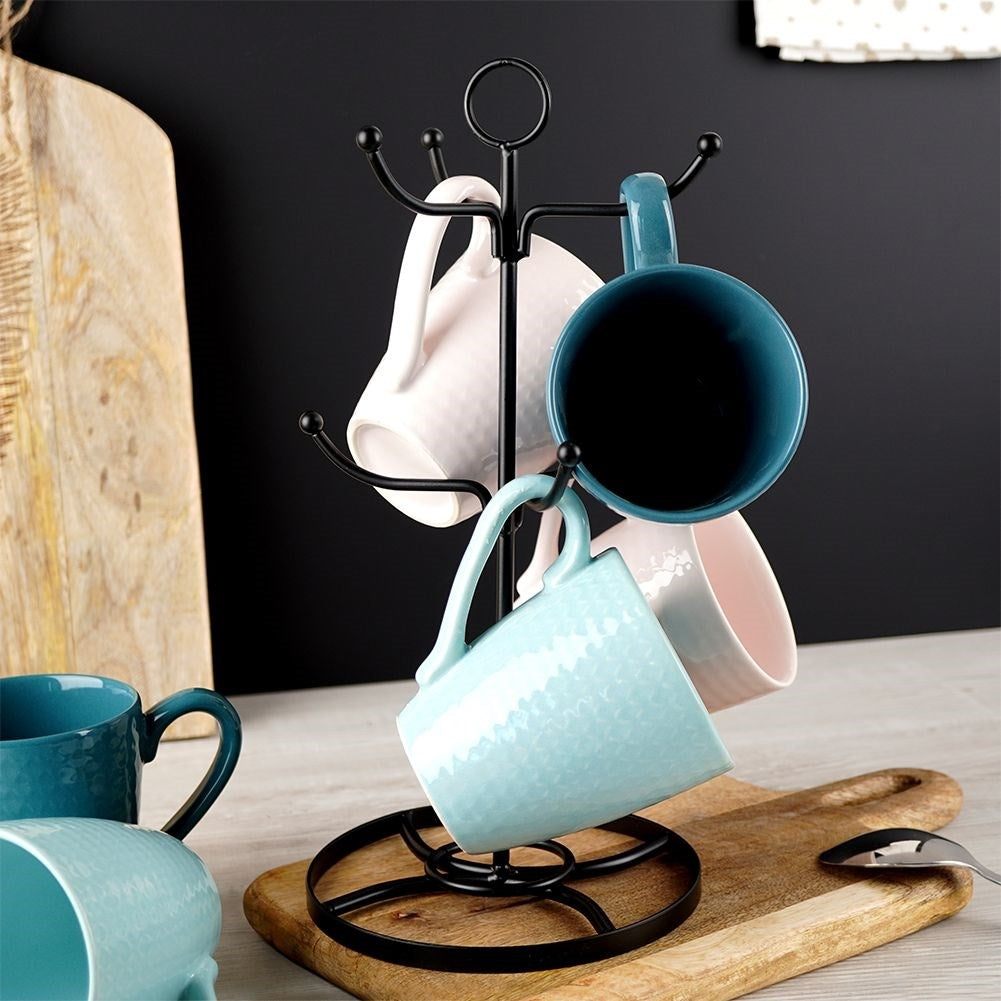 Black Rack for Mugs and Cups in Lacquered Metal