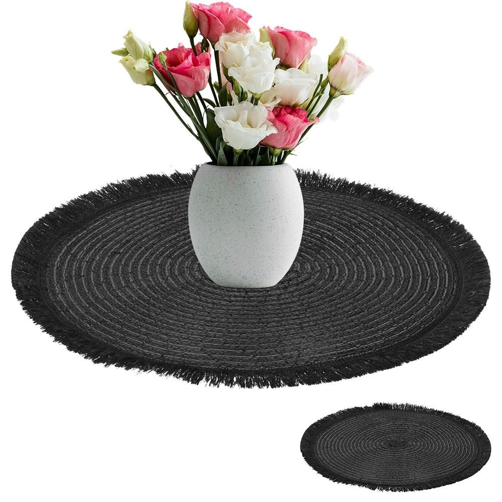 Black Round Placemat 35 cm - Decorative and Protective