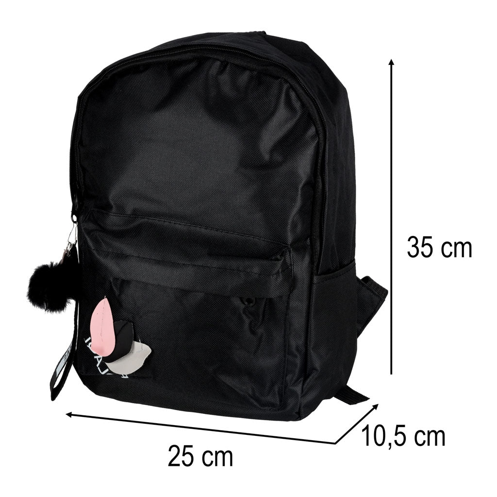 Black School Backpack, Single Compartment