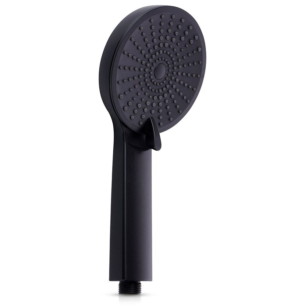 Black Shower handle with 3 jet types, 11 cm diameter