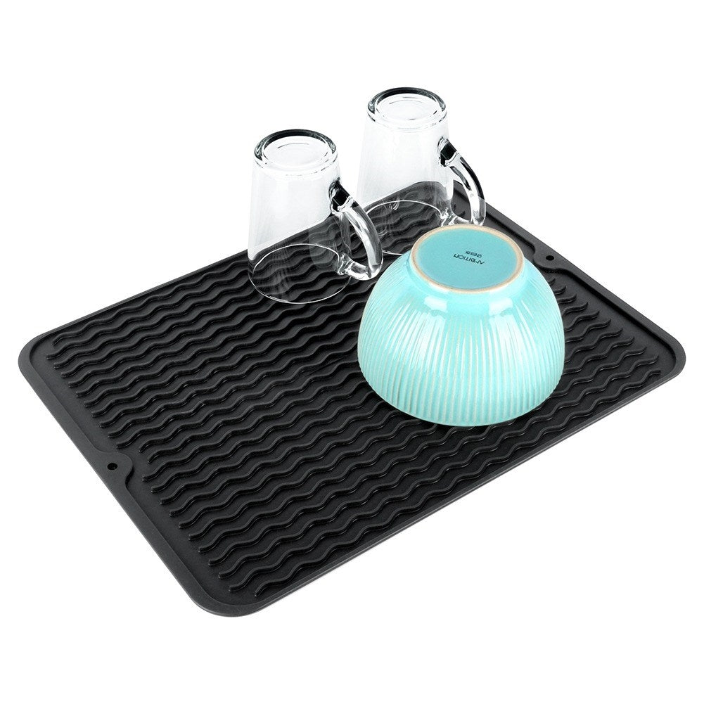 Black Silicone Dish Mat with Effective Drainage